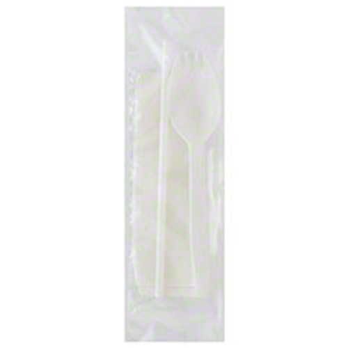 Cutlery Kit -Medium Weight Polypropylene Spork, Straw & Napkin 8 x 10 Napkin