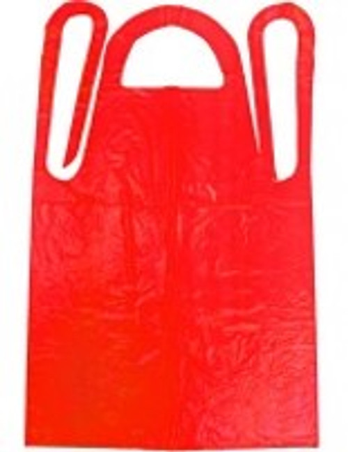 Red Polyethylene Aprons, .02mm Smooth, 28 x 46, 100/Bag, 10 Dispenser Bags/Case