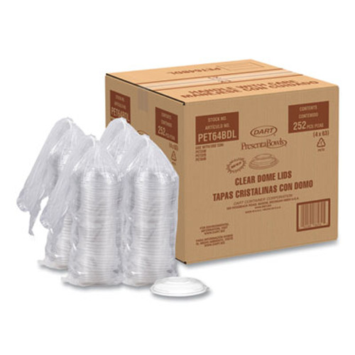 PresentaBowls Lids, Clear, Fits 24-64 oz Bowls, 7.3" Diameter x 1.1"hj, Plastic, 252/Carton