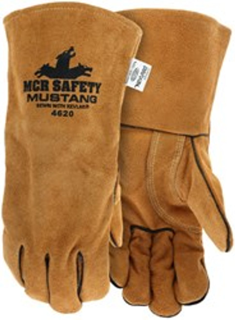 MCR Mustang Leather Welding Gloves, Split Leather, Heat Level 2, Per Dzn MCR Mustang Leather Welding Gloves, Split Leather, Heat Level 2, Per Dzn