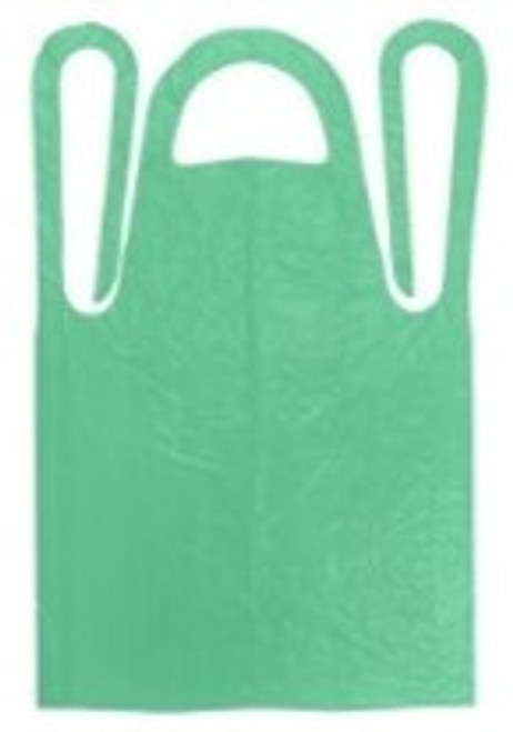 Green Polyethylene Aprons .02mm Smooth, 28 x 46, 100/Bag, 10 Dispenser Bags/Case