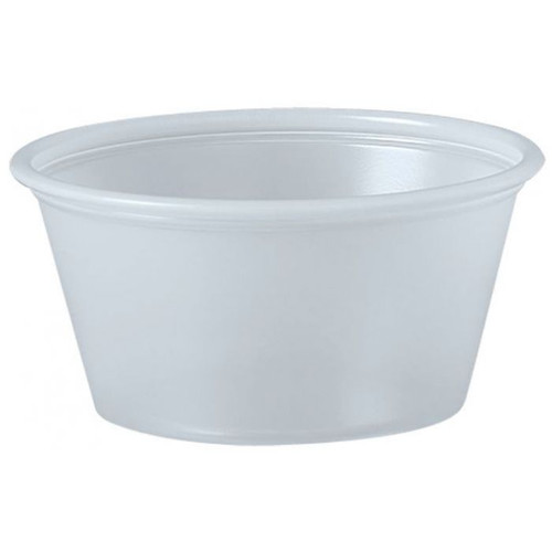 Solo P200N Portion Container 2 Oz, 1.7" Base/2.4" Top x 1.2", Translucent, Polystyrene, (2500/CS)