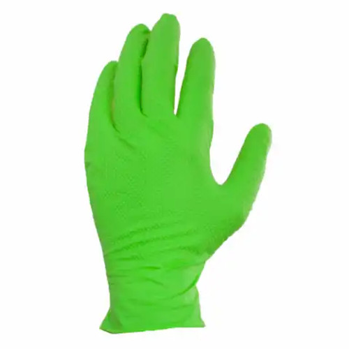 CATCH Disposable Nitrile Industrial Gloves, Powder Free, Raised Pyramid Grip Texture, Neon Green, 9 mil, 2XL, 100/bx, 10 bxs/cs CATCH Disposable Nitrile Industrial Gloves, Powder Free, Raised Pyramid Grip Texture, Neon Green, 9 mil, 2XL, 100/bx, 10 bxs/cs