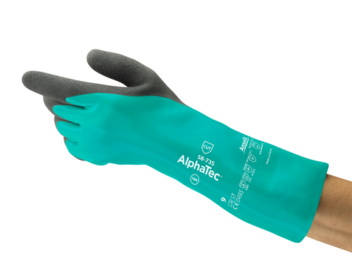 Ansell Size 9 Green AlphaTec 58-735 Supported Nitrile Chemical Resistant Gloves Ansell Size 9 Green AlphaTec 58-735 Supported Nitrile Chemical Resistant Gloves