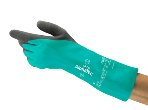 Ansell Size 7 Green AlphaTec 58-735 Supported Nitrile Chemical Resistant Gloves Ansell Size 7 Green AlphaTec 58-735 Supported Nitrile Chemical Resistant Gloves