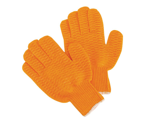 Fisherman's String Knit Orange Glove Liners with Clear PVC Honeycomb Finish, Large, dozen Fisherman's String Knit Orange Glove Liners with Clear PVC Honeycomb Finish, Large, dozen