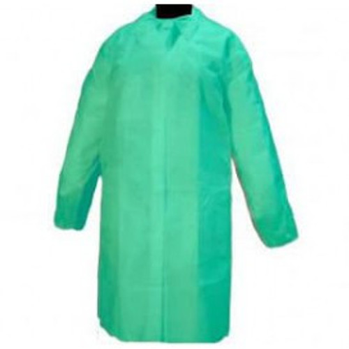 Polypropylene Disposable Lab Coat, 50/cs, Green, Extra Large