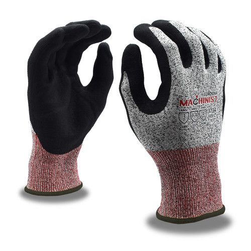 MACHINIST 13-Gauge, HPPE/Glass Shell, Black Foam Nitrile Palm Coating, ANSI Cut Level A4, Large  Gloves