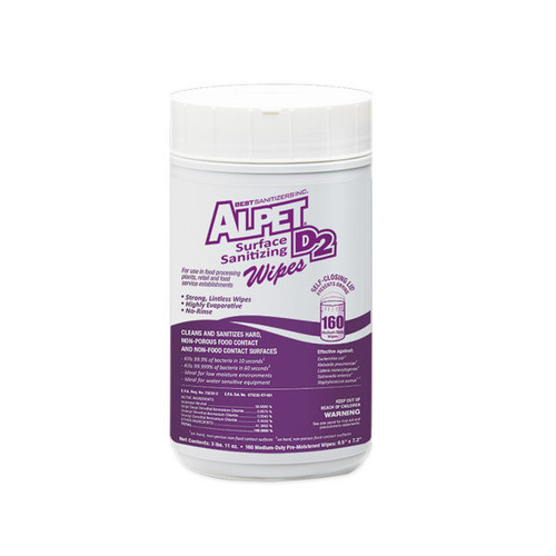 Alpet D2 Surface Sanitizing Wipes, 160/can, 6 can/cs