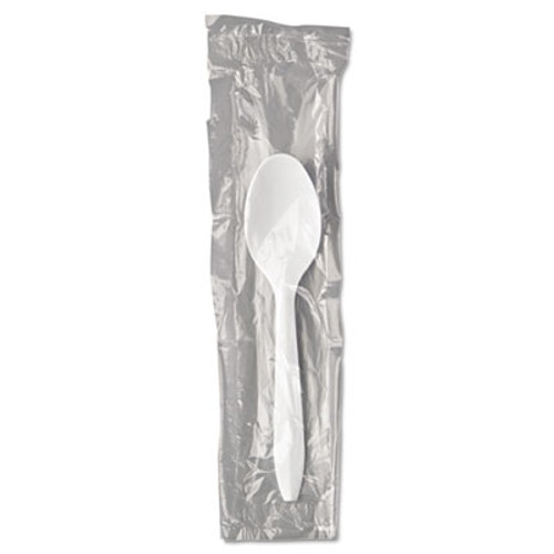 Mediumweight Wrapped Polypropylene Cutlery, Teaspoon, White, 1000/Carton Mediumweight Wrapped Polypropylene Cutlery, Teaspoon, White, 1000/Carton