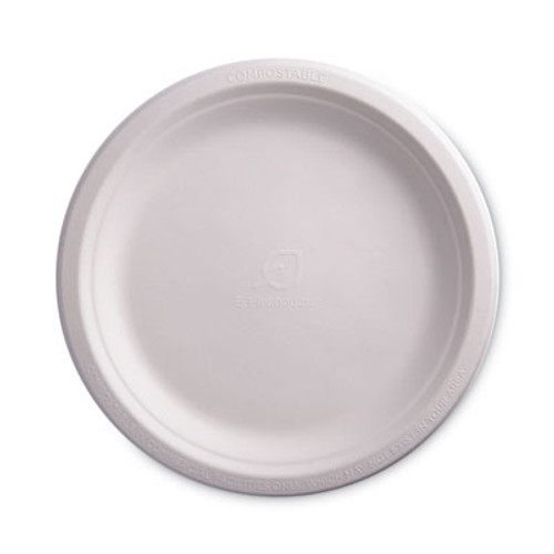 Compostable Sugercane 9" Plate, Natural White 500/cs Compostable Sugercane 9" Plate, Natural White 500/cs