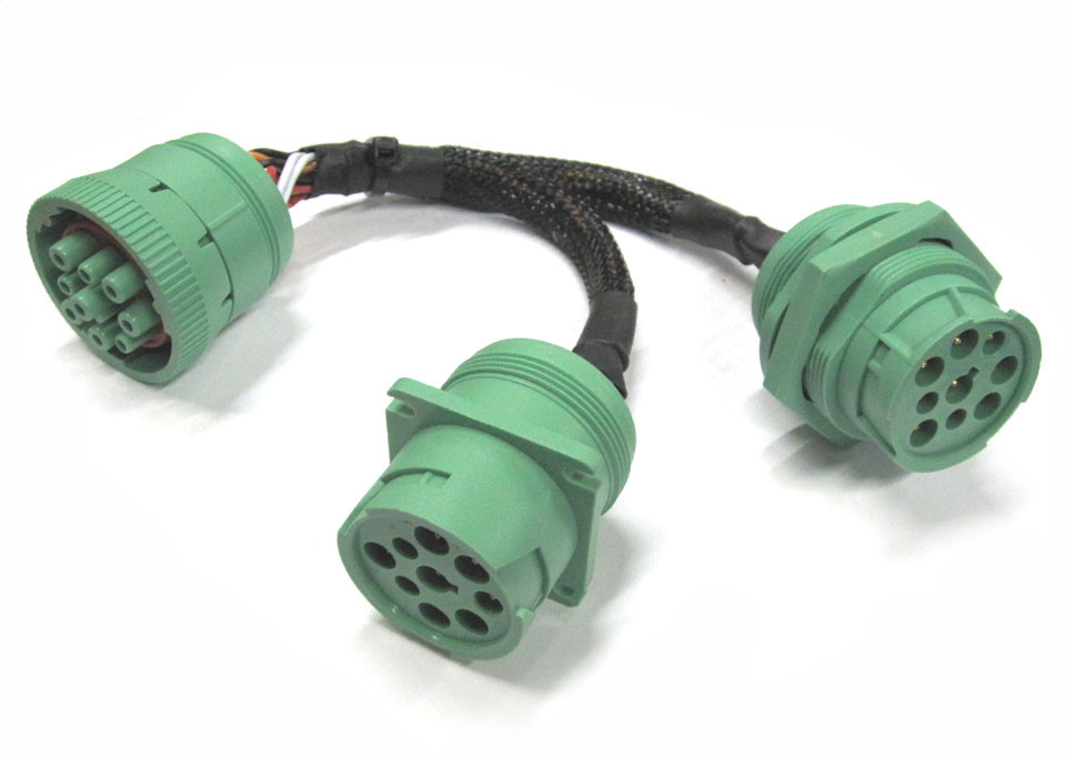 J1939 Deutsch Type 2 (green) 9pin Male to 2 Female Splitter