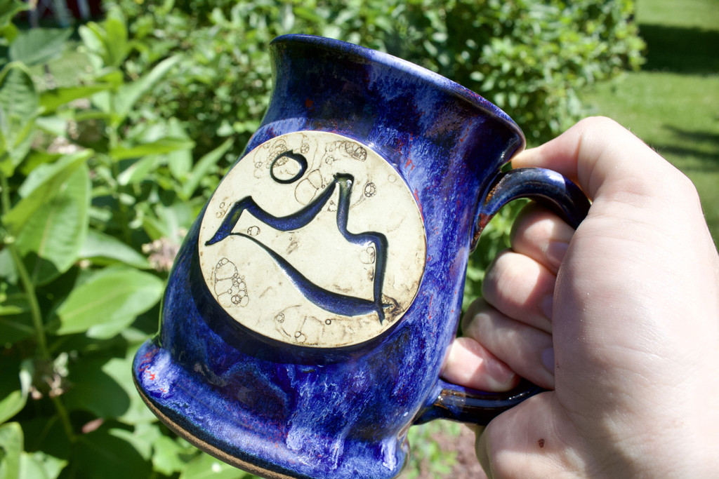 "Limited Edition" Cosmic Logo Mug, Handmade by Sunset Hill Stoneware, additional glaze added by Cherrico Pottery, roughly 14-16oz size