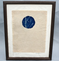 Blue Cyanotype Design, Sienna's Nature Designs, Handmade Paper and Cyanotype, No Glass, 15 inches high by 12 inches wide, (SK7135)