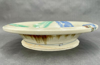 Wall Platter w/24 karat gold and 99.99% silver crack repair, White Stoneware, Roughly 15.5" wide by 3.25" deep (SK7376)