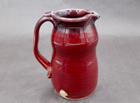 Ruby Red toned Pitcher, roughly 5 inches wide (with handle) by 6.5 inches tall, (SK7856)