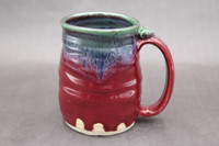 Ruby Red Mug with Copper Green, roughly 18-20oz. size, SK7953