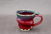 Small Ruby Red Mug with Copper Green, roughly 6-8oz. size, SK7956