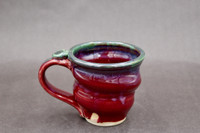 Small Ruby Red Mug with Copper Green, roughly 6-8oz. size, SK7956