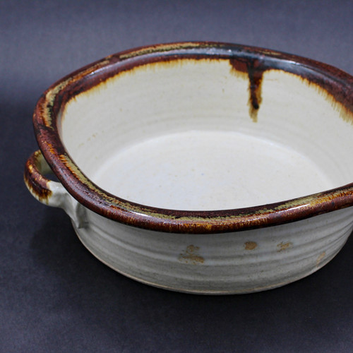 Large Square Baker, Nuka Iron w/Copper Green, Roughly 3.5" Tall by 9.5" Wide on the Interior Dimensions, and 12" Exterior Width, Including the 2 Handles (SK000252)