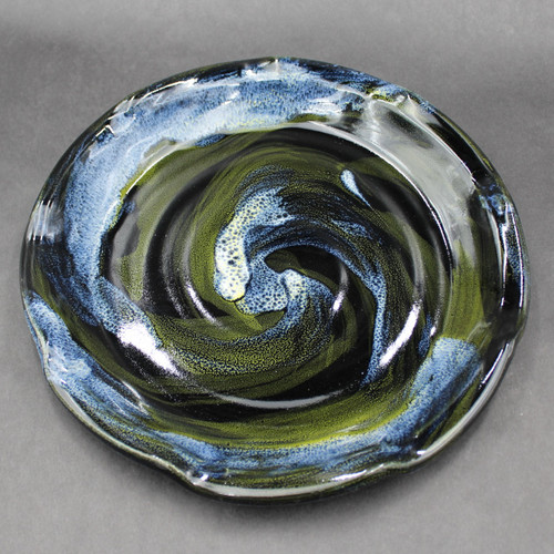 Dinner Plate, Neon Cosmic Spiral, 10.5" diameter, SK000284