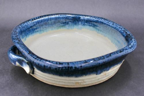 Medium Square Baker, Nuka Cobalt w/Light Copper Green, Roughly 2.25" Tall by 7.75" Wide on the Interior Dimensions and 10" total width Exterior, Including the 2 Handles (SK000303)