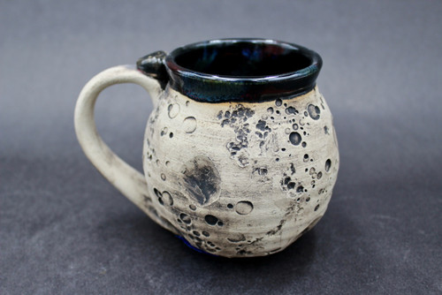 'Imperfect/Flawed' Moon Mug w/Multicolored Galaxy Interior and 24 Karat Gold Thumb Spot, roughly 16oz. sizes (SK000327)