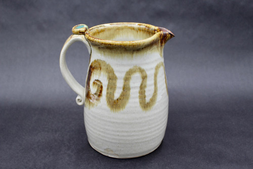 Wide Nuka Iron Pitcher, roughly 7" wide (including handle) by 7.5" tall, (SK0371)