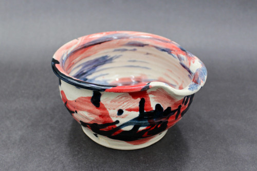 Splashy Experimental spouted Bowl, Roughly 7.25" Wide by 4" Tall, (SK0408)