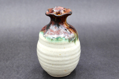 Small Vase, Nuka Iron with Copper Green, roughly 5" tall by 3" wide (SK0440)