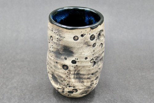 Lunar/Asteroid Cup, Black and Blue Interior, roughly 12-14 ounces (SK00487)