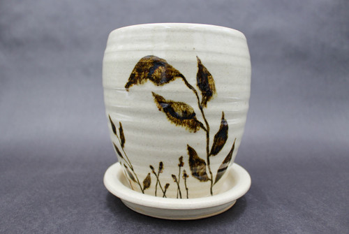 Collaborative Planter, Glazed by Sienna, roughly 6.5" wide and 7" tall (SK000505)