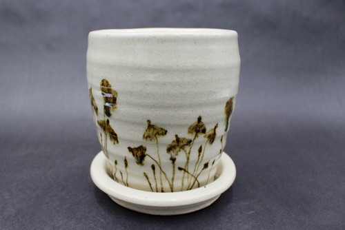 Collaborative Planter, Glazed by Sienna, roughly 6.5" wide and 6.5" tall (SK000506)