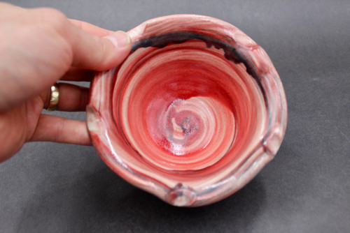 Red Brushed Bowl, Smaller Dessert Size, roughly 8oz. (SK0582)