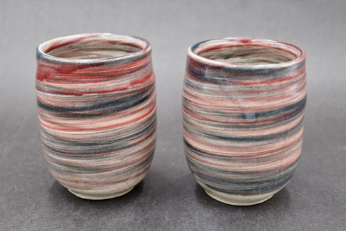 Pair of Brushed Cups, roughly 10-12oz sizes (SK0576)
