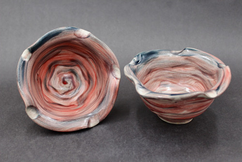 Pair of Brushed Bowls, Smaller Dessert Sizes, roughly 8oz. (SK0585)