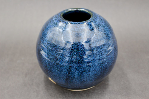 Dark Nuka Cobalt Orb Vase, roughly 5 in. tall by 5 in. wide (SK0598)