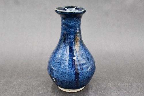 Dark Nuka Cobalt Bud Vase, roughly 5.5 in. tall by 3 in. wide (SK0600)