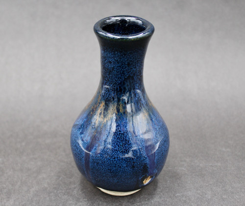 Dark Nuka Cobalt Bud Vase, roughly 5.5 in. tall by 3 in. wide (SK0601)