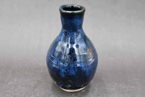 Dark Nuka Cobalt Bud Vase, roughly 5.5 in. tall by 3 in. wide (SK0602)