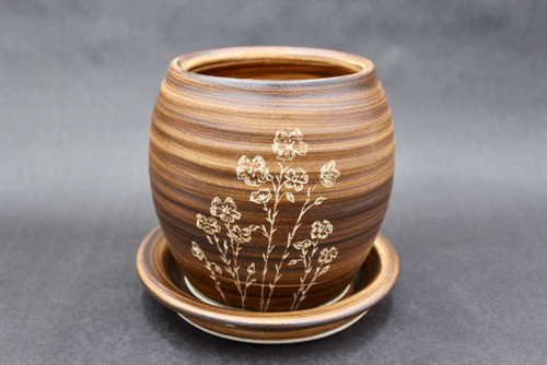 Collaborative Planter w/Tray, Roughly 7" tall and 7" wide Tray (SK0628)