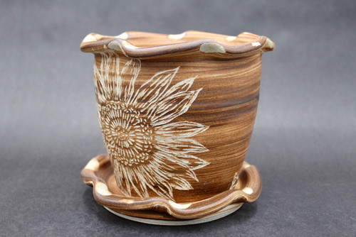 Sunflower Collaborative Planter w/Tray, Roughly 6.5" tall and 6.5" wide Tray (SK0630)