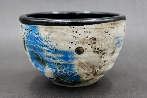Blue Moon Bowl, Glossy Black Interior, roughly 14 oz. Cereal/Soup Size (SK0640)
