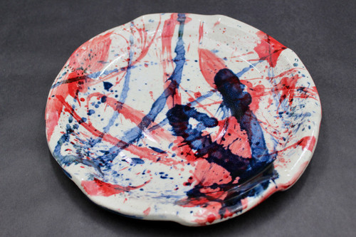 Dinner Plate, Splashy Experimental Style, roughly 8" wide (SK0651)