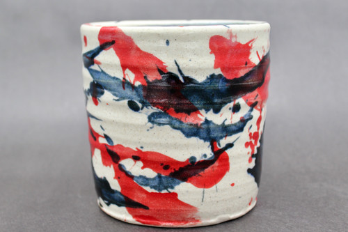 Kitchen Tool Canister, Splashy Red, Roughly 5" wide x 5" tall (SK0648)