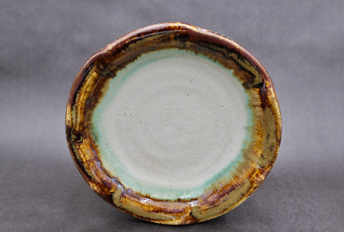 Salad Plate, Nuka Iron w/Copper Green, roughly 8" wide (SK0664)