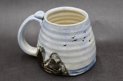 Mountain Mug, Water and Bird Design, roughly 16 oz. size (SK0676)