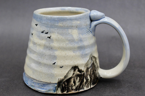 Mountain Mug, Water and Bird Design, roughly 16 oz. size (SK0677)