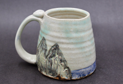Mountain Mug, Water and Northern Lights Design, roughly 15-16oz. size (SK0689)