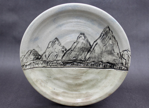 Mountain Dinner Plate, Clear with Glaze Washes, 10.5" diameter, (SK0691)